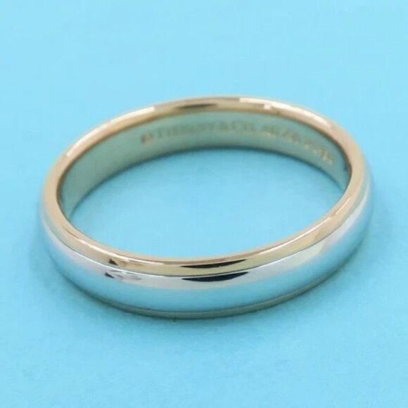 Tiffany & Co. Band Ring size US7 Platinum 950 & 18K Rose Gold Auth #2958 - Picture 4 of 8
